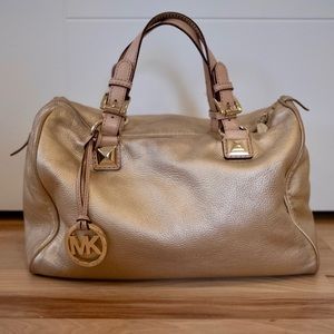 Michael Kors Grayson gold leather satchel